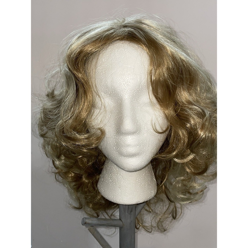 Golden Blonde Curly Wig Classic Cap Medium Length Big Voluminous Spiral Curls